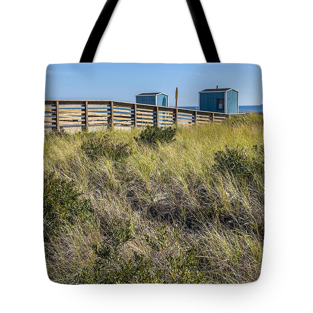 Long Beach Tote Bag featuring the photograph Dune Grass and Sea by Cate Franklyn