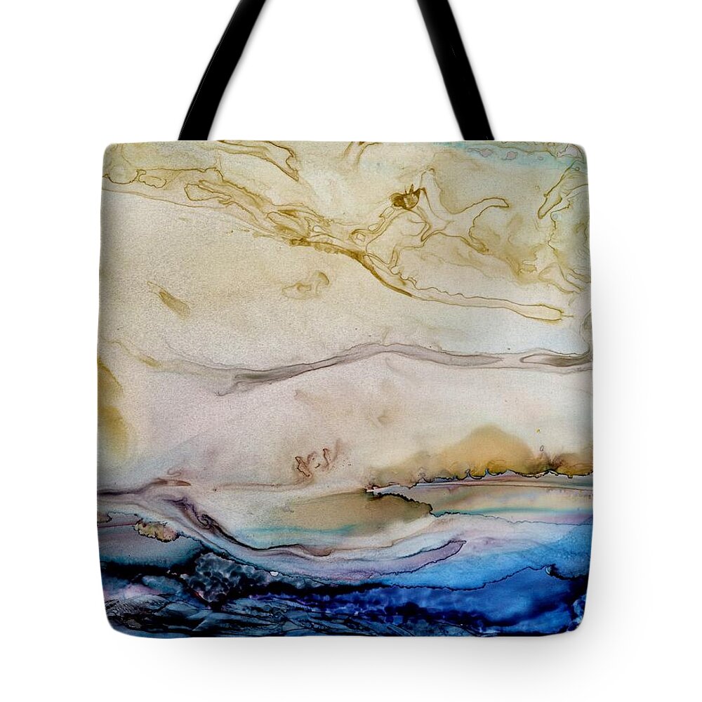 Cloud Tote Bag featuring the painting Dune walk by Angela Marinari