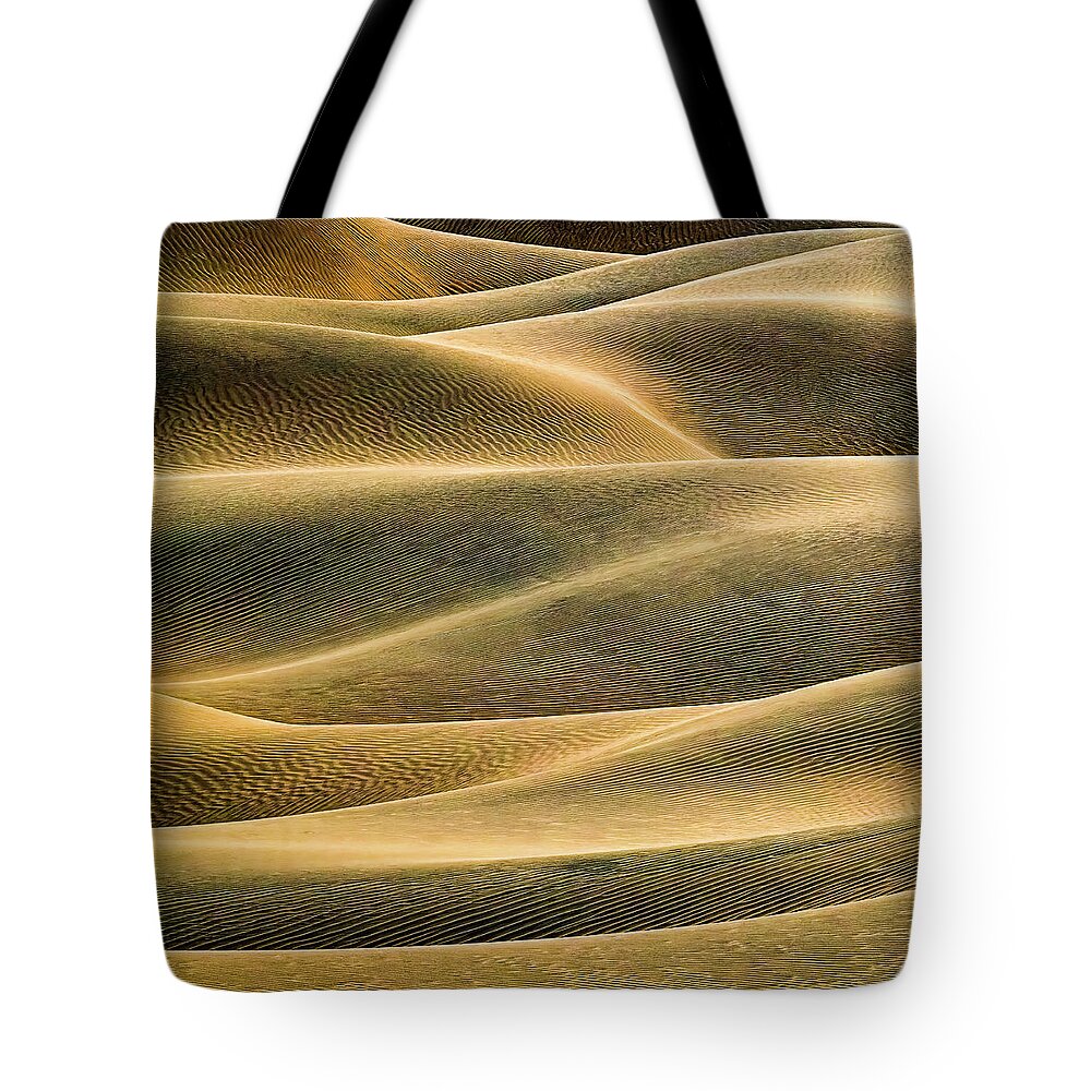 Abstract Tote Bag featuring the photograph Dunes Golden Abstract Light by David Downs