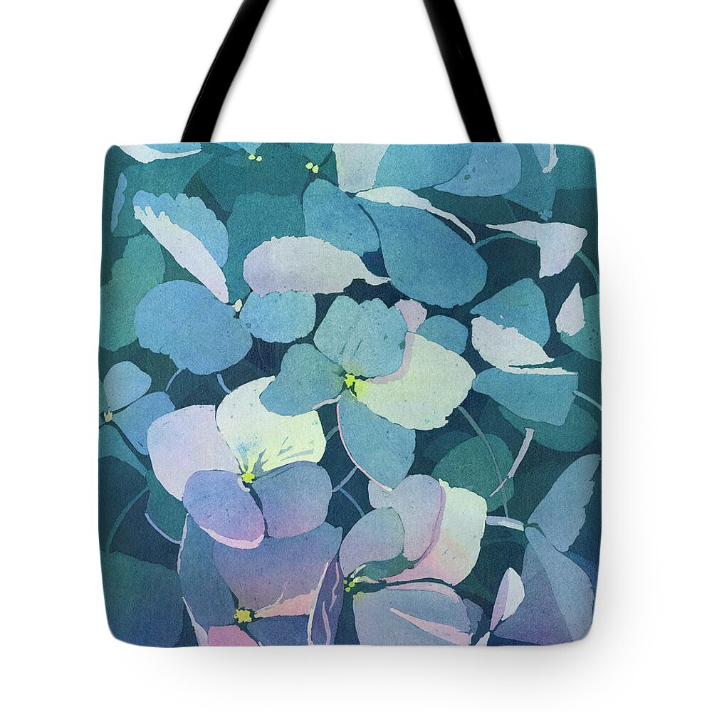 Hydrangea Tote Bag featuring the painting Dusky Hydrangea by Lois Blasberg