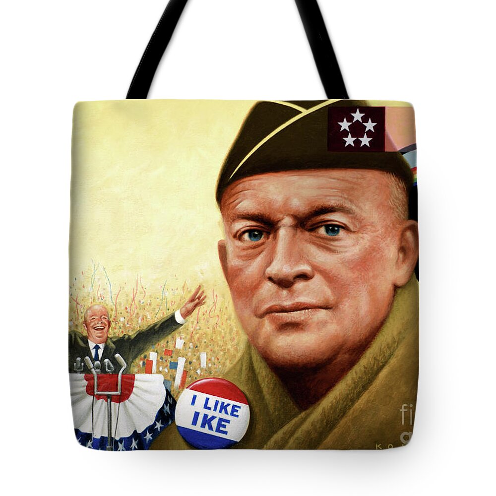 History Tote Bag featuring the painting Dwight Eisenhower - I Like Ike by Howard Koslow