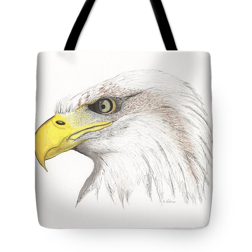 Eagle Watercolor Tote Bag featuring the painting Eagle #1 by Bob Labno