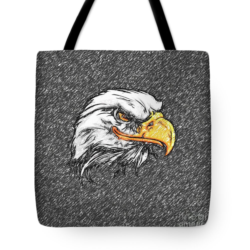 Eagle Tote Bag featuring the drawing Eagle sketch by Darrell Foster