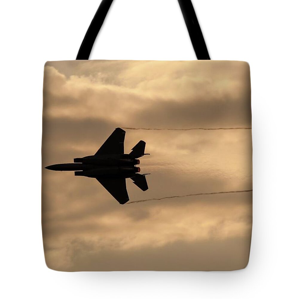 Aviation Tote Bag featuring the photograph Eagle Sunset by Liza Eckardt
