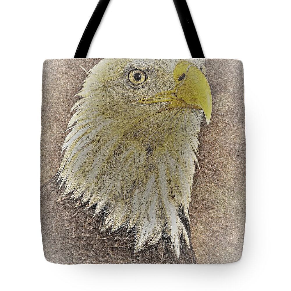 Eagle Eye Close Yellow Feathers Tote Bag featuring the photograph Eagle2 by John Linnemeyer