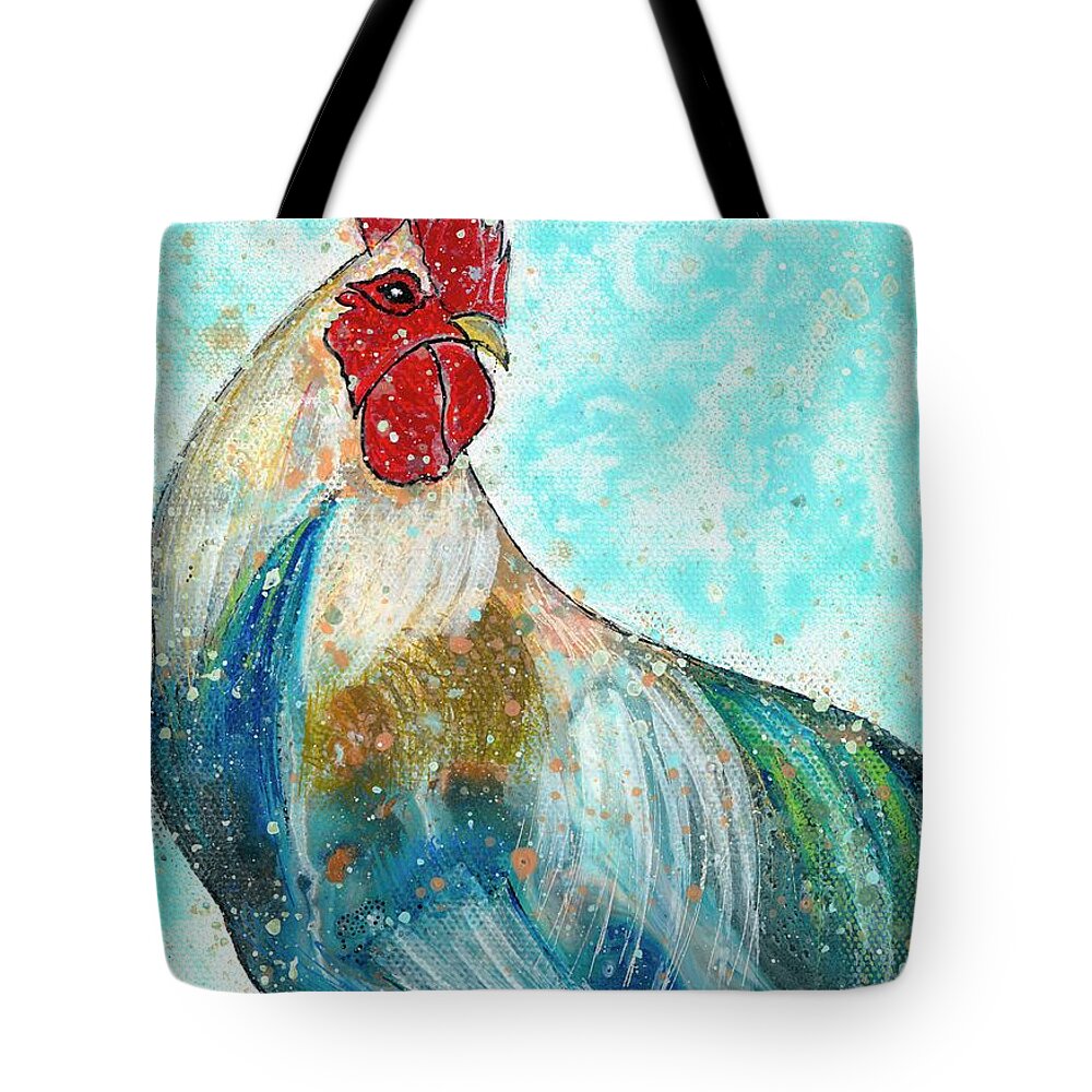 Rooster Tote Bag featuring the painting Early Bird by Kasha Ritter