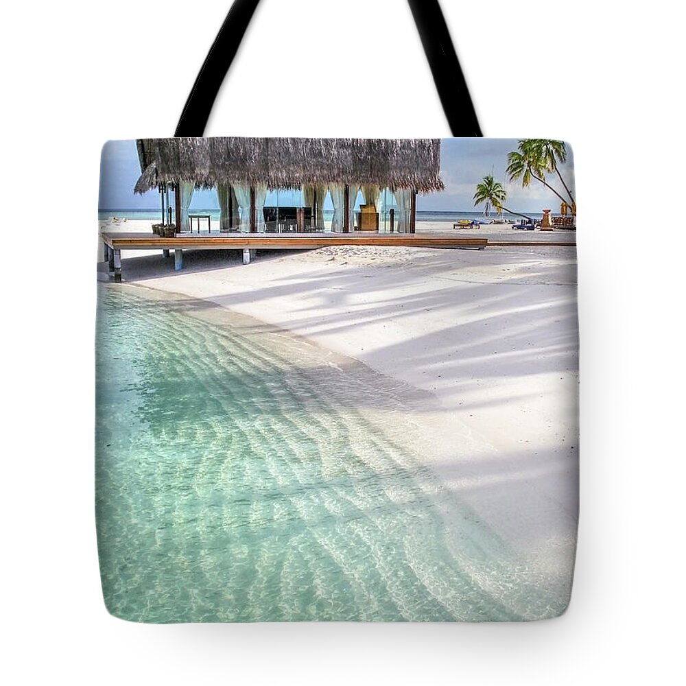Jenny Rainbow Fine Art Photography Tote Bag featuring the photograph Early Morning at the Maldivian Resort 1 by Jenny Rainbow