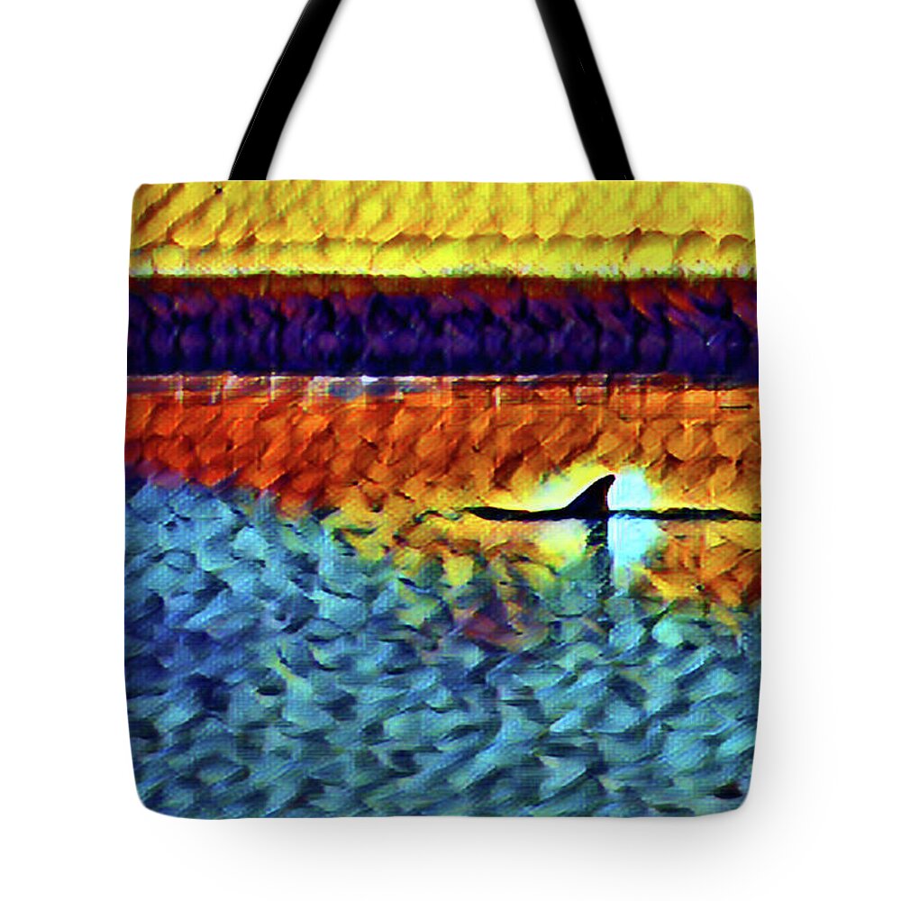 Abstrack Tote Bag featuring the photograph Early Morning Dolphin Sight by Theresa Fairchild