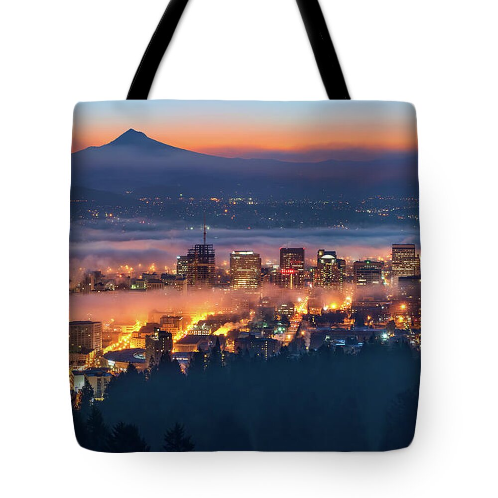 Portland Tote Bag featuring the photograph Early Morning Fog by Patrick Campbell