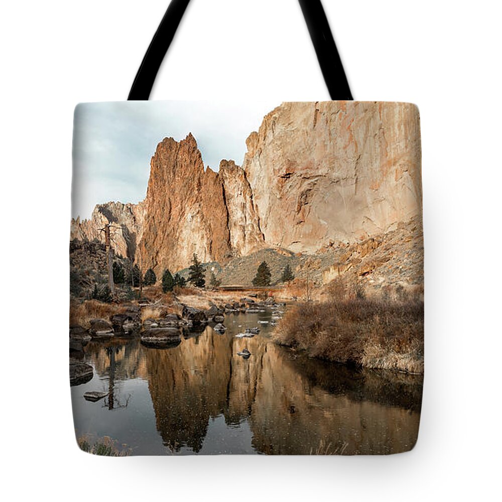 Beautiful Tote Bag featuring the photograph Early Spring Morning At Smith Rock State Park, Oregon by Jason McPheeters