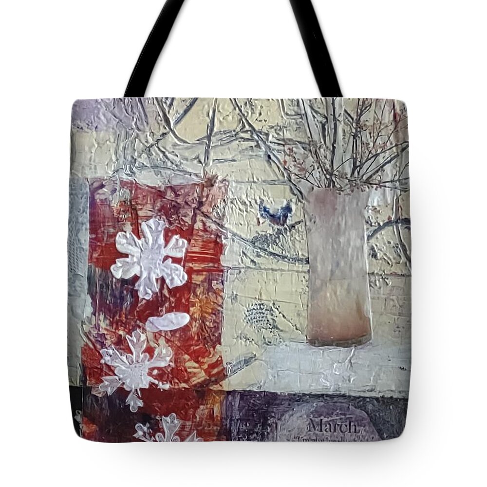 Spring Tote Bag featuring the mixed media Early Spring by Suzanne Berthier