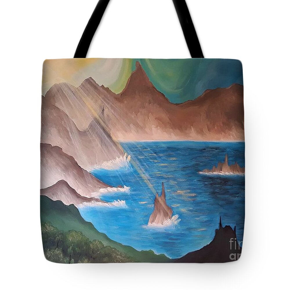 Earth Tote Bag featuring the painting Earth, Sea and Sky by April Reilly