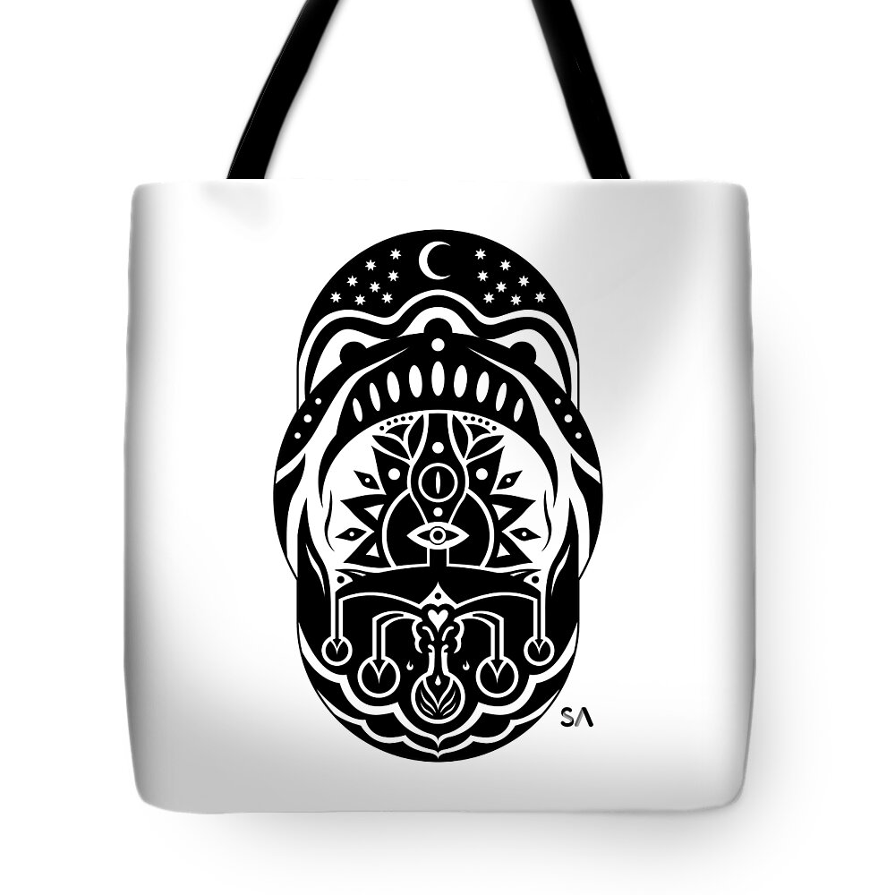 Black And White Tote Bag featuring the digital art Earth by Silvio Ary Cavalcante