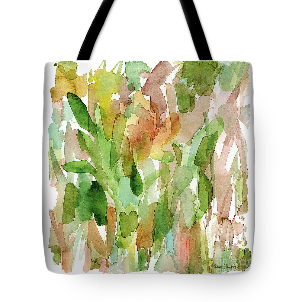 Abstract Tote Bag featuring the painting Earthy Abstract by Sue Zipkin