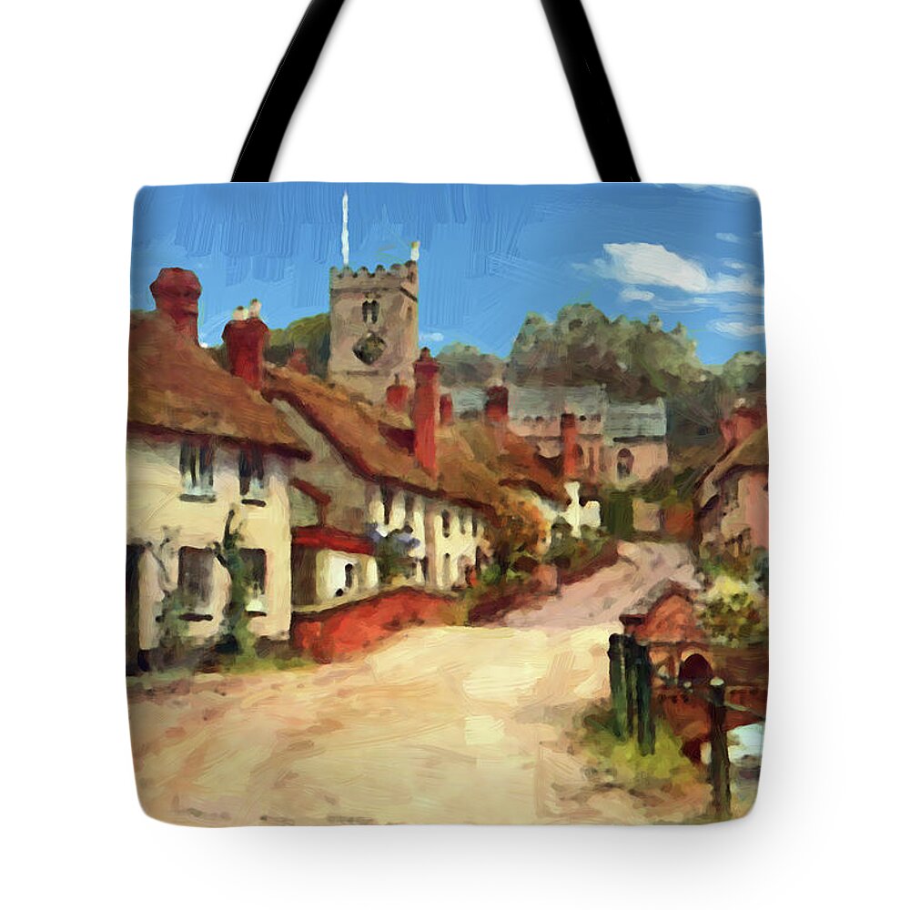 Landscape Tote Bag featuring the painting East Budleigh - DWP1428837 by Dean Wittle