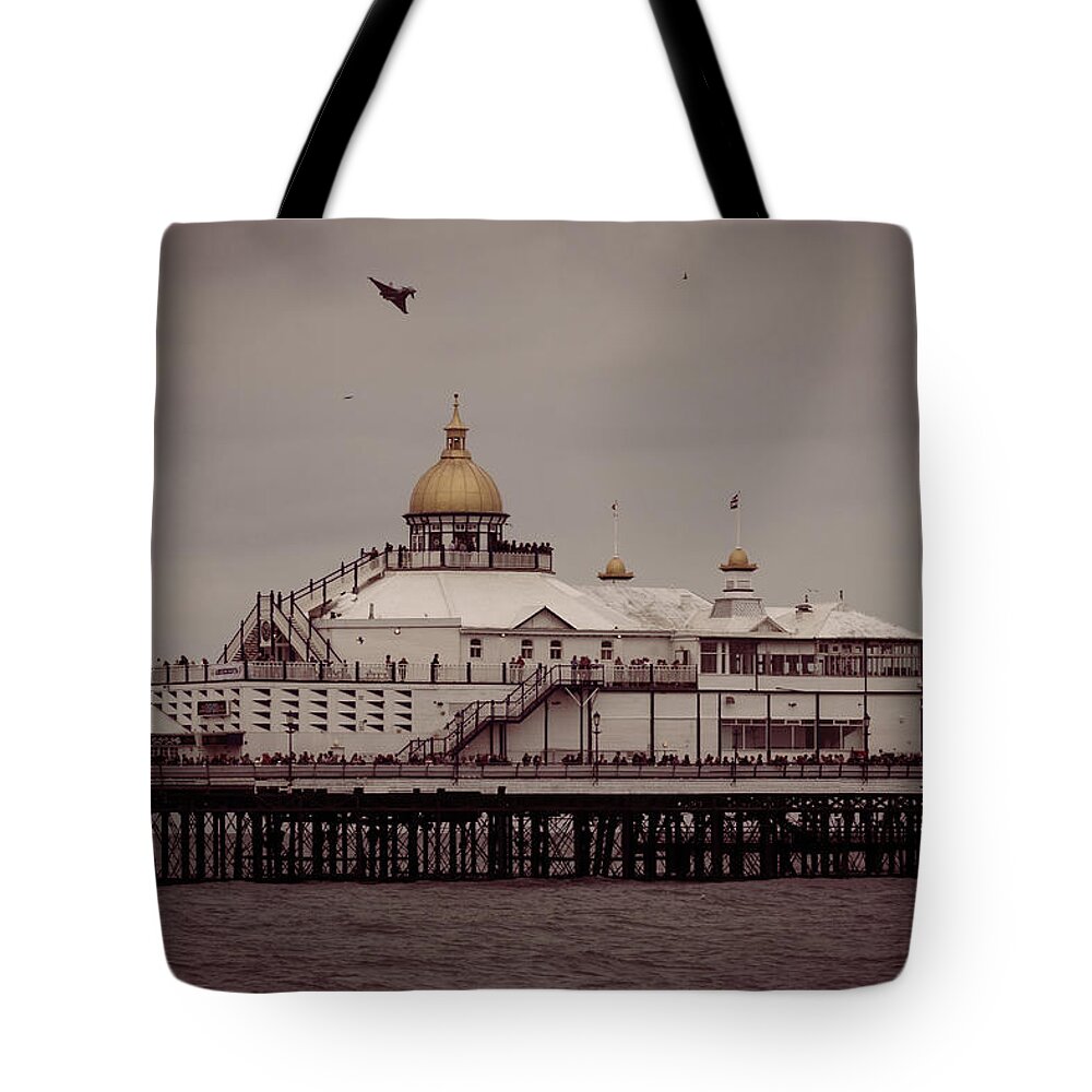 Eastbourne International Airshow Tote Bag featuring the photograph Eastbourne flyover by Andrew Lalchan