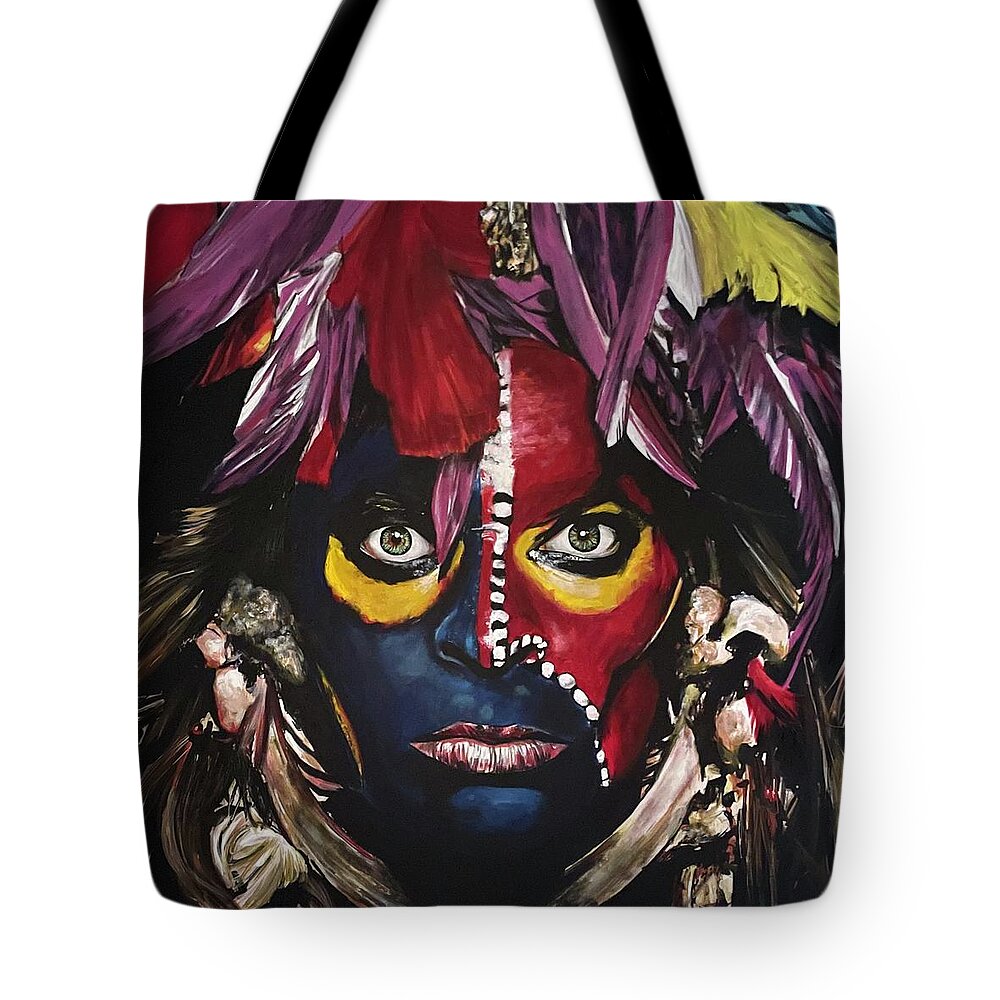 Portrait Tote Bag featuring the painting Eat Em And Smile by Joel Tesch