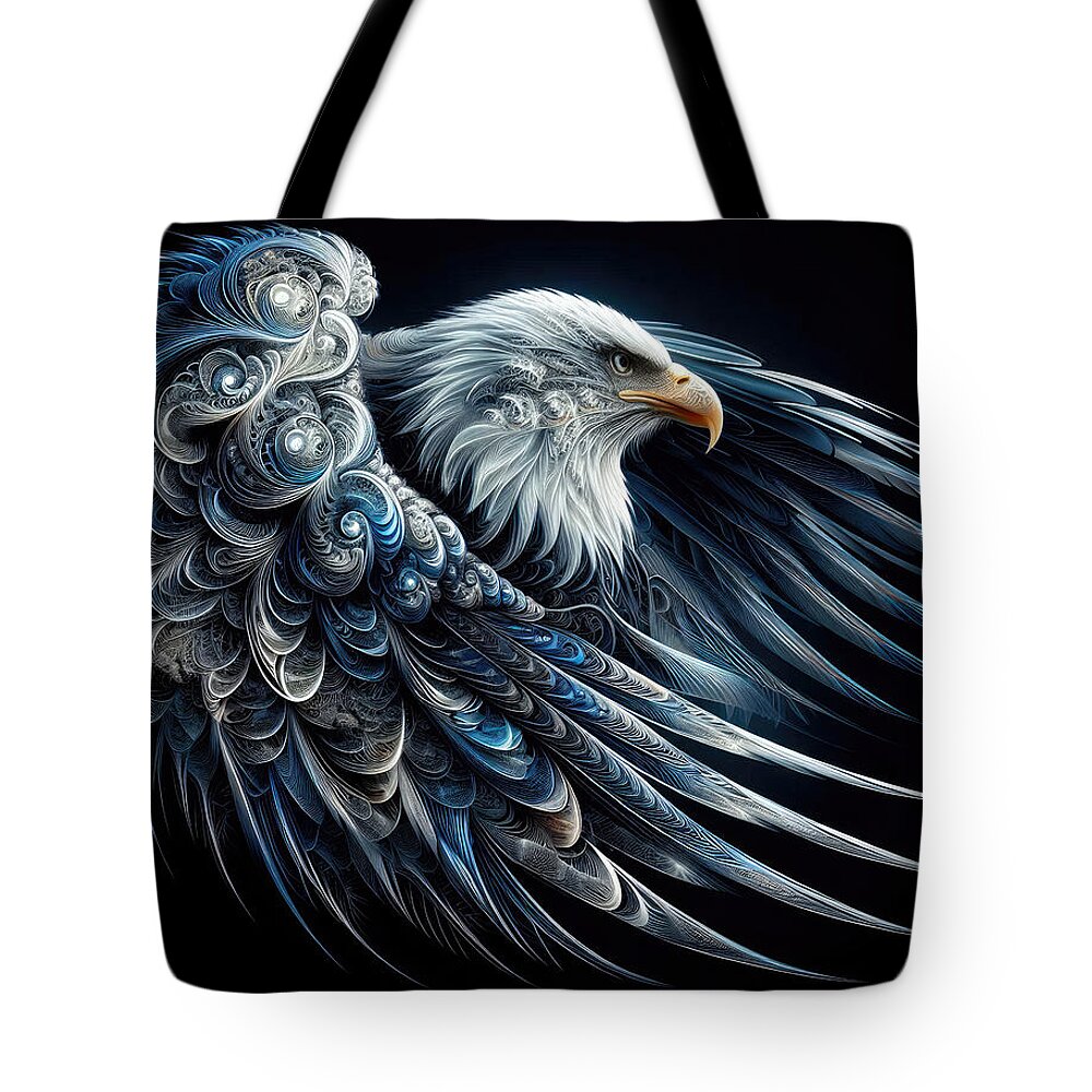 Eagle Tote Bag featuring the digital art Echoes of the Eagle by Bill and Linda Tiepelman