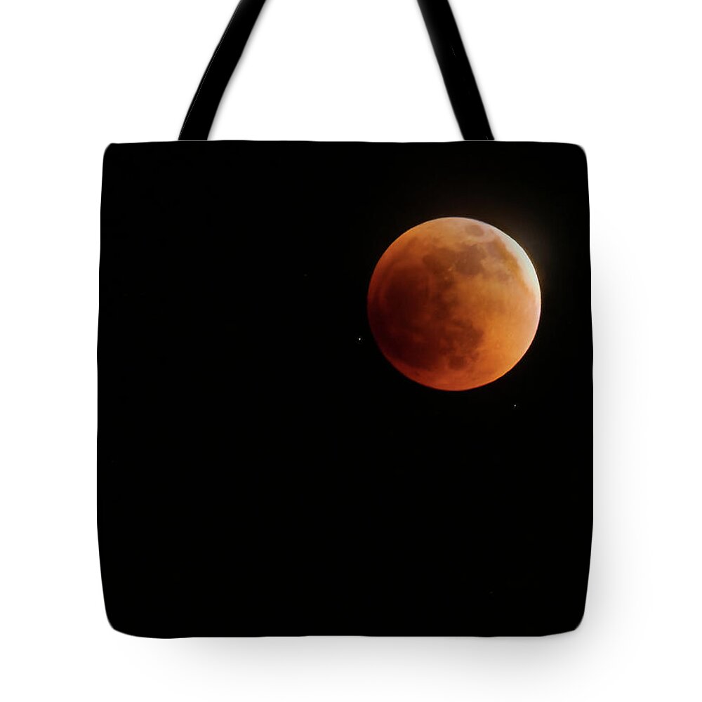 Moon Tote Bag featuring the photograph Eclipse of the Blood Moon by Jim Wilce