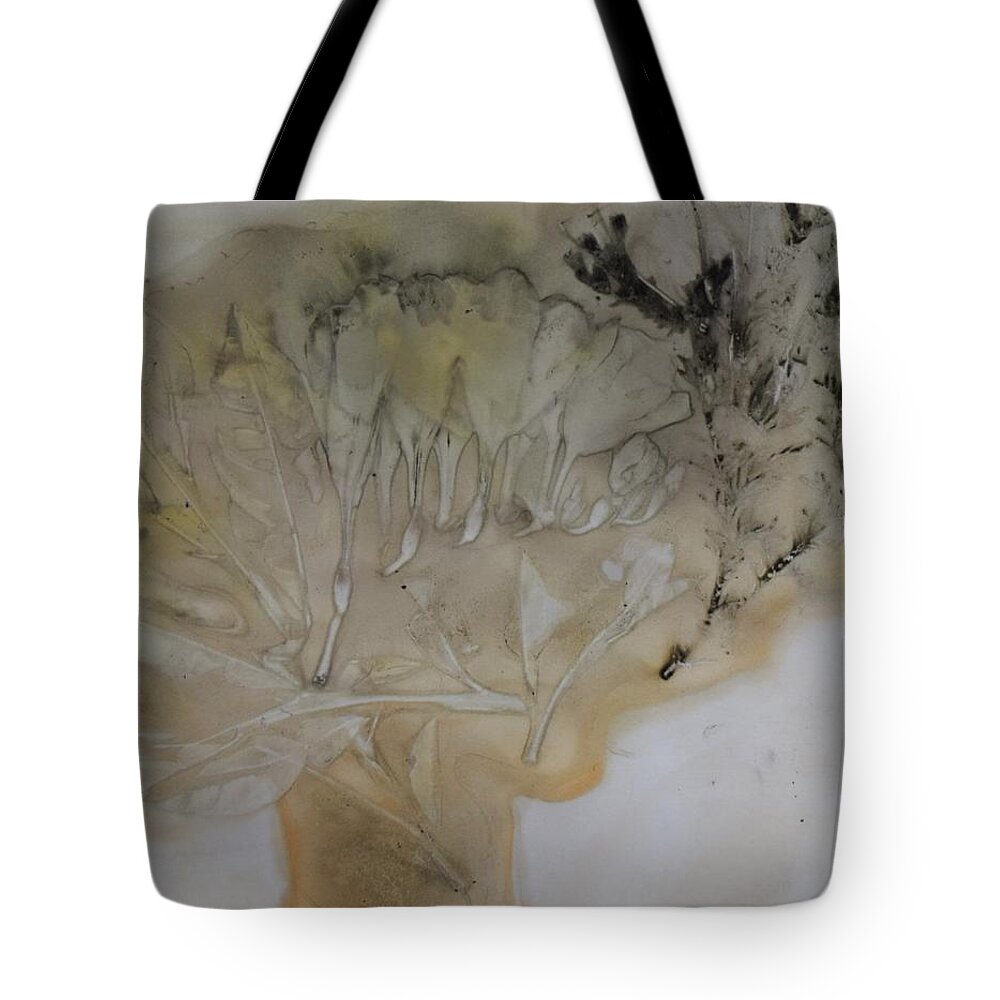 Nature Tote Bag featuring the mixed media Eco print 2 by Charla Van Vlack