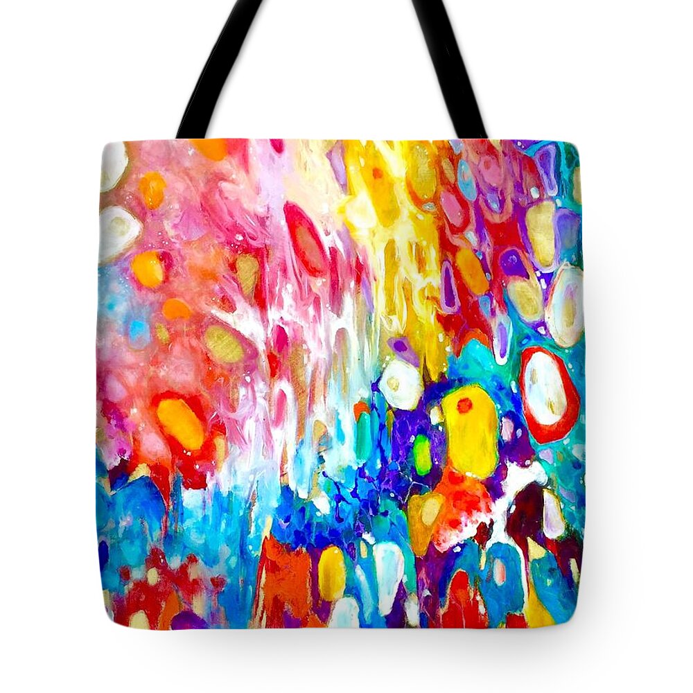 Contemporary Tote Bag featuring the painting Edges of Eternity. Detail. Collection 5D by Helen Kagan