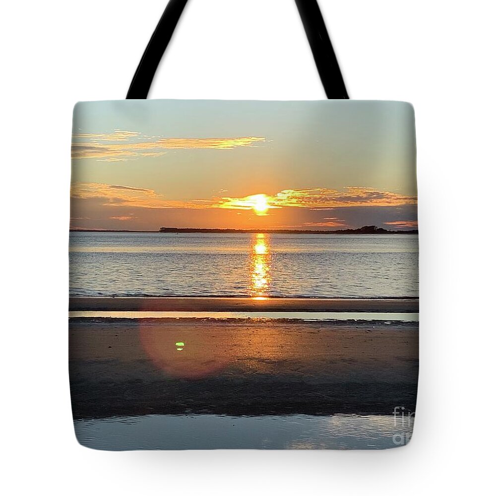 Edisto Beach Tote Bag featuring the photograph Edisto Beach South Carolina Sunset by Catherine Wilson