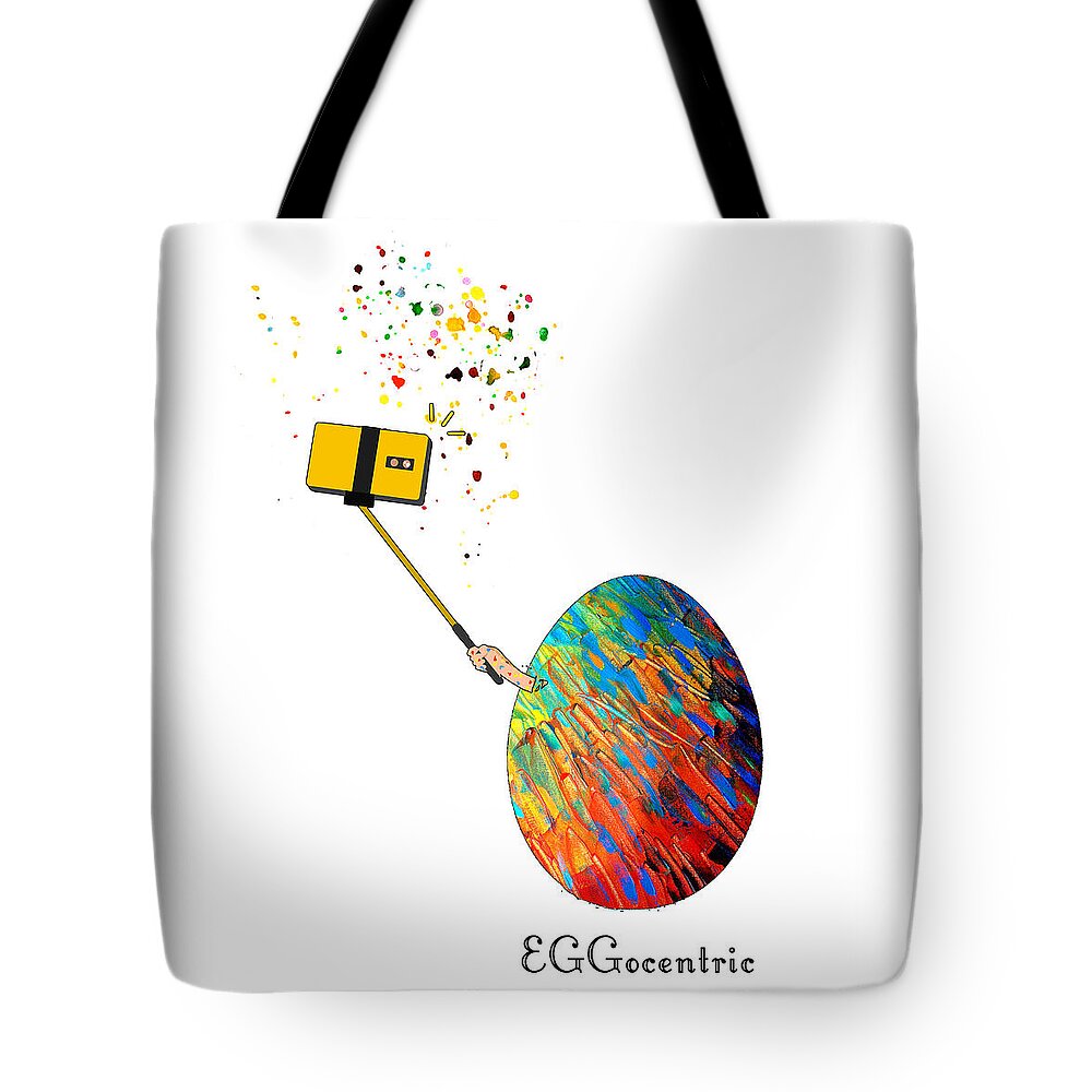 Egg Tote Bag featuring the painting EGGocentric by Miki De Goodaboom