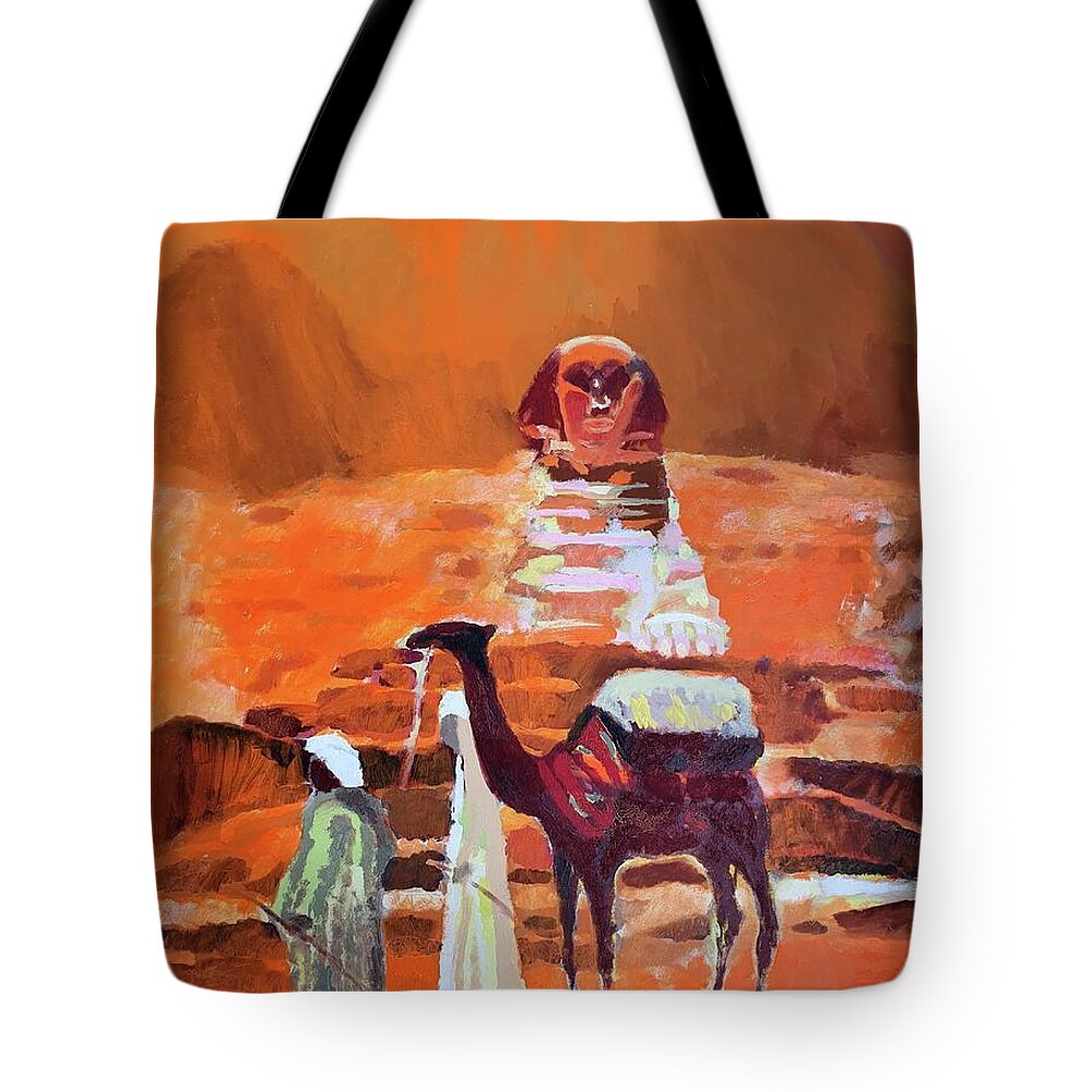 Camel Tote Bag featuring the painting Egypt Light by Enrico Garff