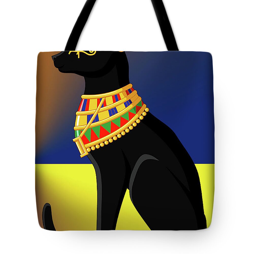 Staley Tote Bag featuring the digital art Egyptian Cat 1 by Chuck Staley