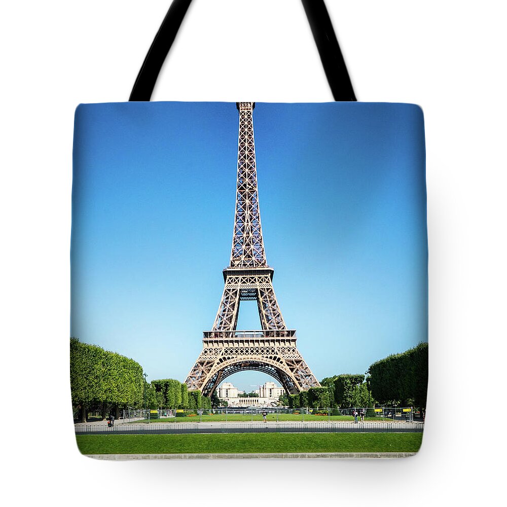 Eiffel Tower Tote Bag featuring the photograph Eiffel Tower on a Sunny Day by Janis Knight