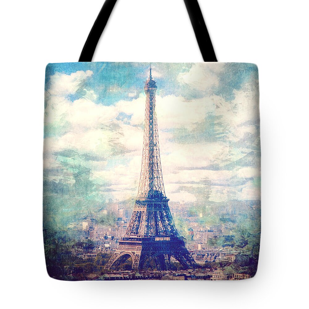 Eiffel Tower Tote Bag featuring the digital art Eiffel Tower by Phil Perkins
