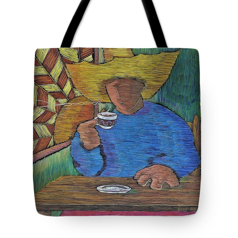 Coffee Tote Bag featuring the painting El cafecito by Oscar Ortiz