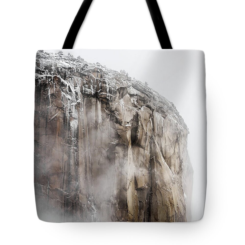 California Tote Bag featuring the photograph El Capitan in the fog by Rudy Wilms