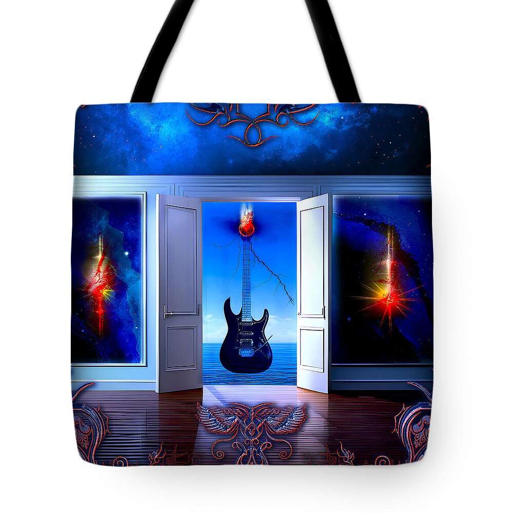 Guitars Tote Bag featuring the digital art Electric Blues by Michael Damiani