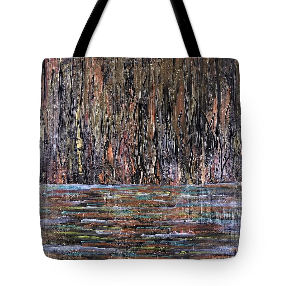 Contemporary Tote Bag featuring the painting Electric Forest by Raymond Fernandez
