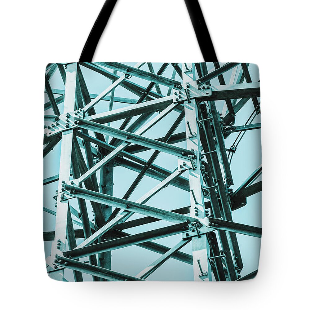 Construction Tote Bag featuring the photograph Electricity grid by Jorgo Photography