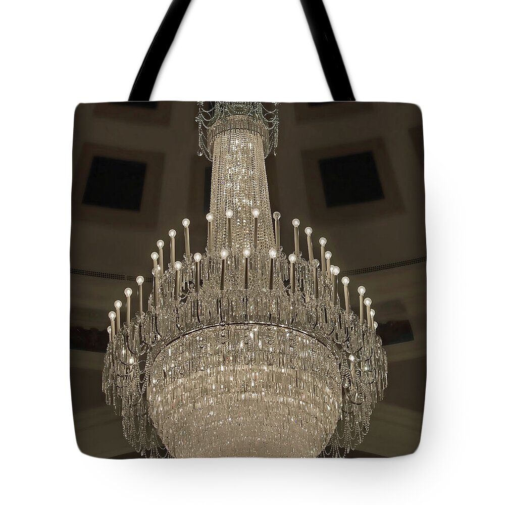 Chandelier Tote Bag featuring the photograph Elegant Chandelier by Roberta Byram