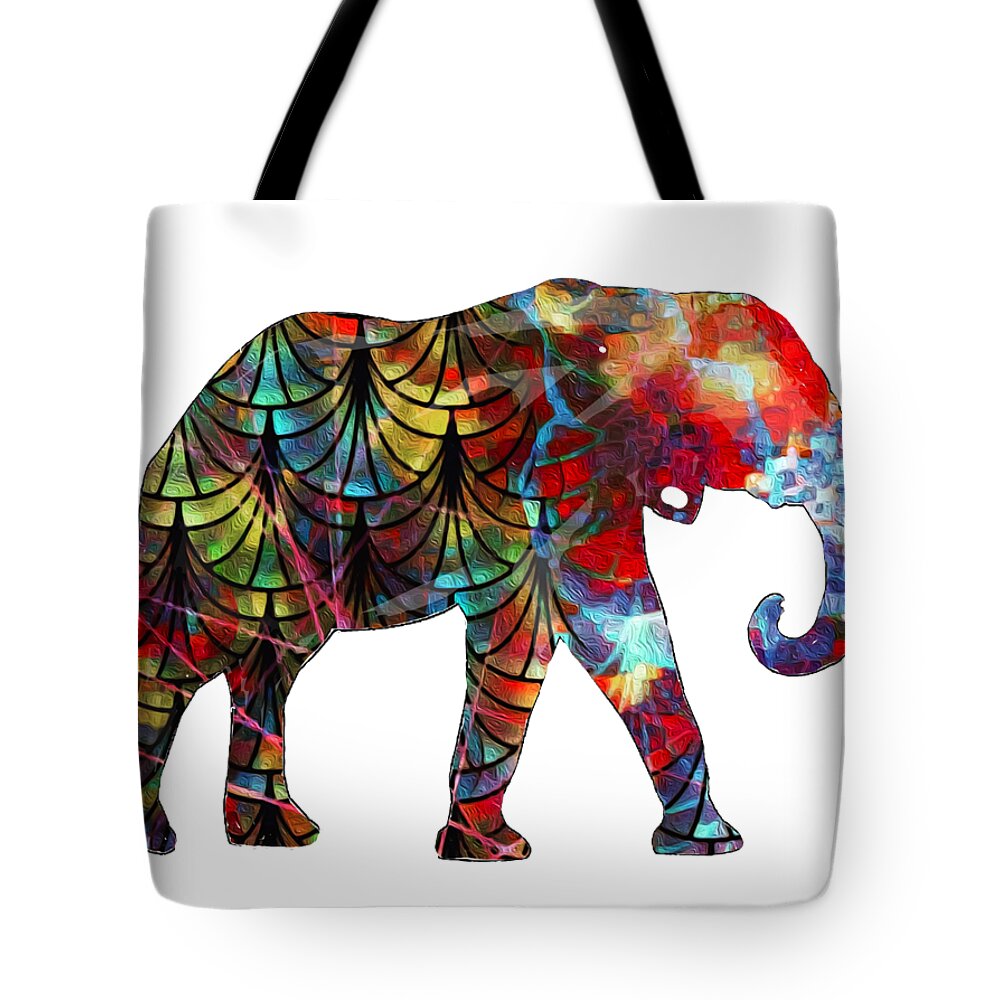 Elephant Tote Bag featuring the digital art Elephant Silhouette 2 by Eileen Backman