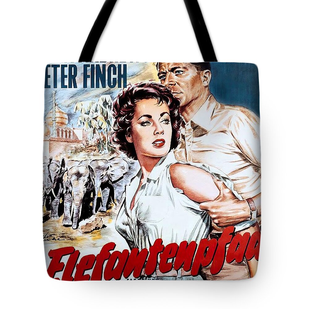 Synopsis Tote Bag featuring the mixed media ''Elephant Walk'', 1954 - art by Rolf Goetze by Movie World Posters