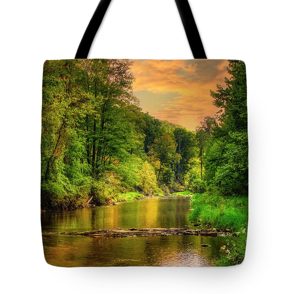 Elk River Tote Bag featuring the photograph Elk River at Sunset by Shelia Hunt