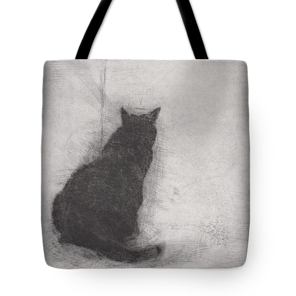 Cat Tote Bag featuring the drawing Ellen Peabody Endicott - etching by David Ladmore