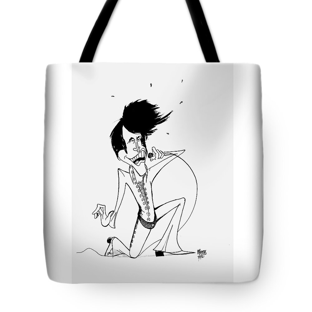 Elvis Tote Bag featuring the drawing Elvis '71 by Michael Hopkins