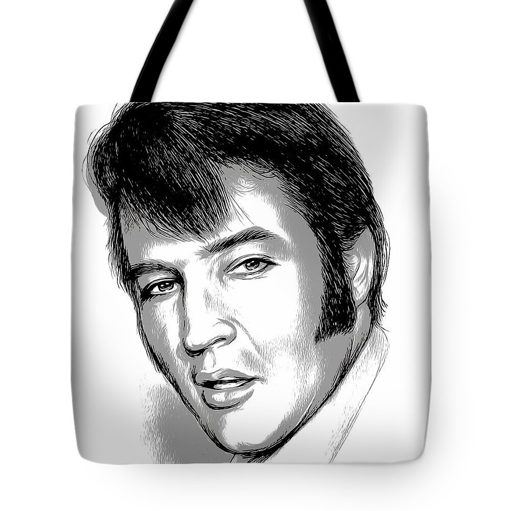 Elvis Presley Tote Bag featuring the digital art Elvis - INK by Greg Joens