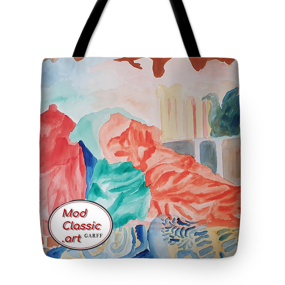 Masterpiece Paintings Tote Bag featuring the painting Elysium ModClassic Art by Enrico Garff