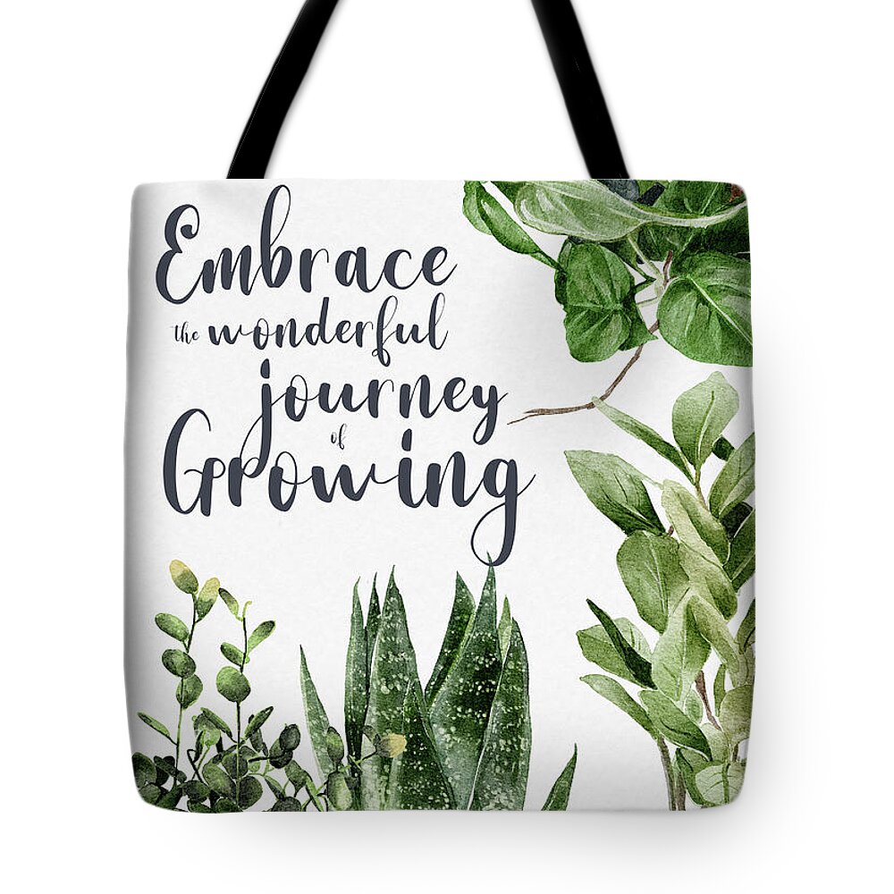 Plant Mom Tote Bag featuring the digital art Embrace The Wonderful Journey of Growing by Sambel Pedes