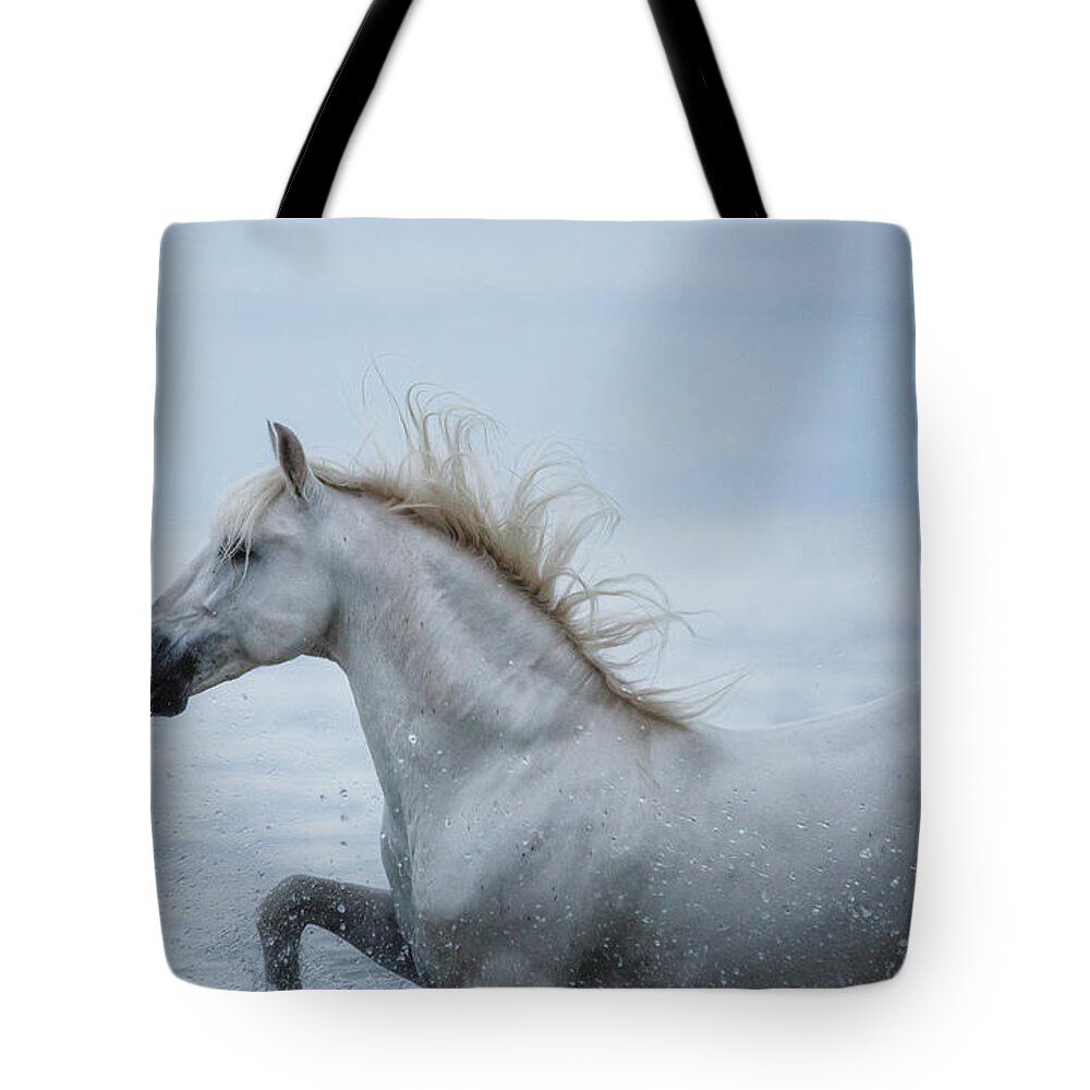 Photographs Tote Bag featuring the photograph Embrace the Crazy Within - Horse Art by Lisa Saint