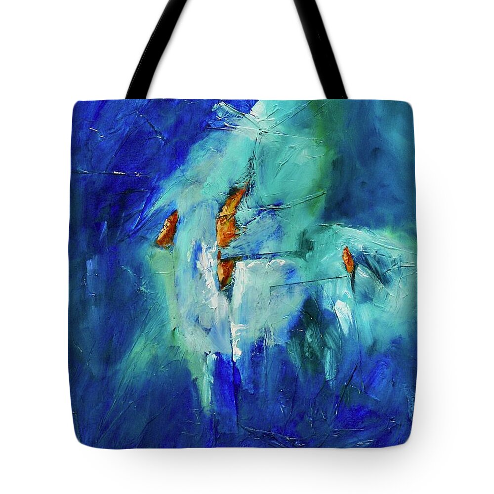 Abstract Tote Bag featuring the mixed media Emergence by Nataya Crow