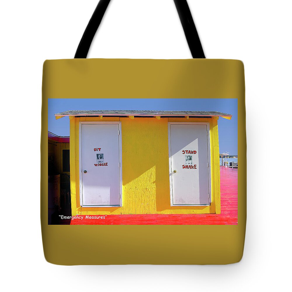 Doors Tote Bag featuring the digital art Emergency Measures w/title by R C Fulwiler