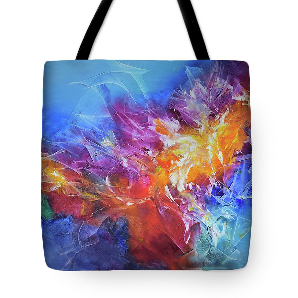 Radiant Abstract Art Tote Bag featuring the painting Empowered by Karen Kennedy Chatham