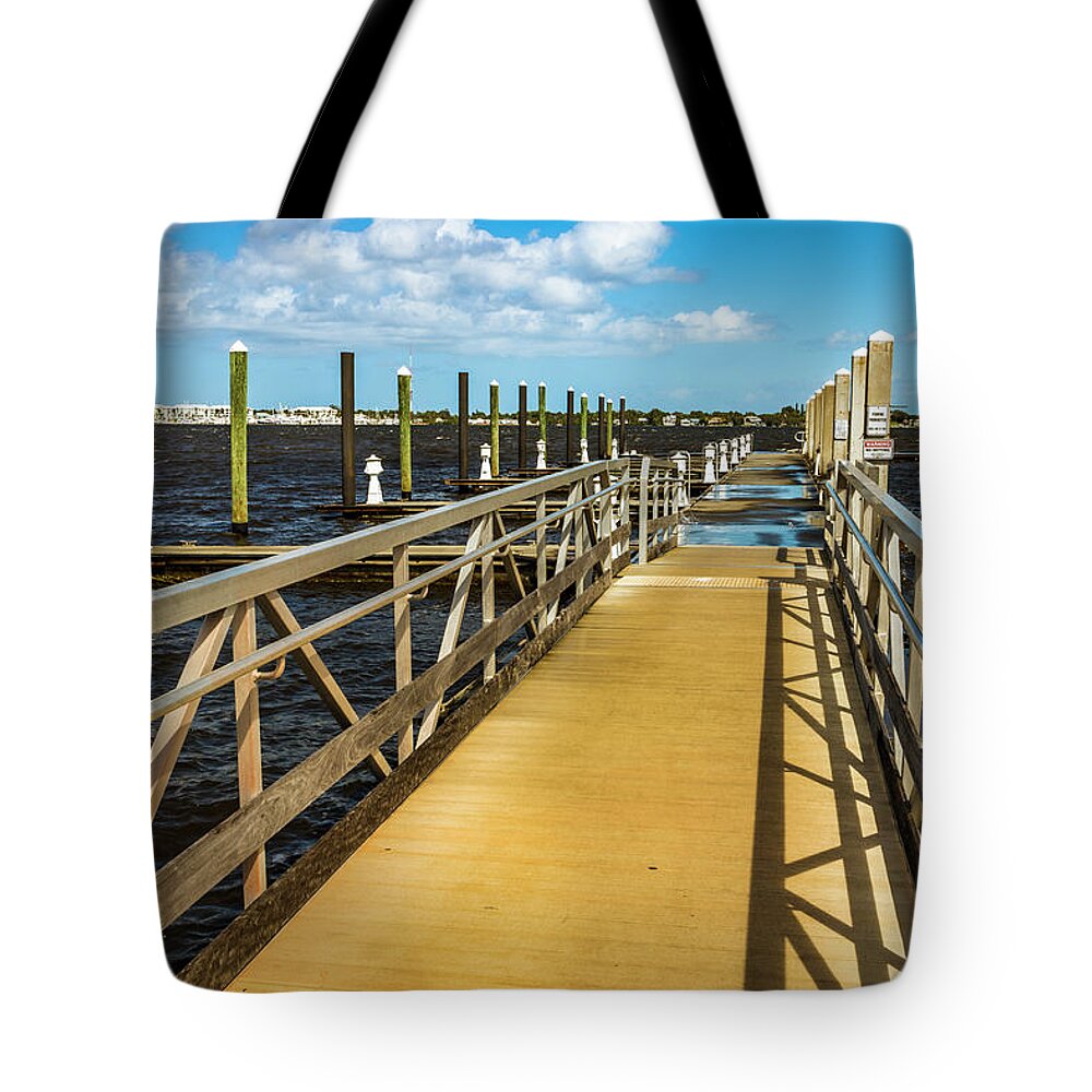 Boat Tote Bag featuring the photograph Empty Boat Docks by Blair Damson